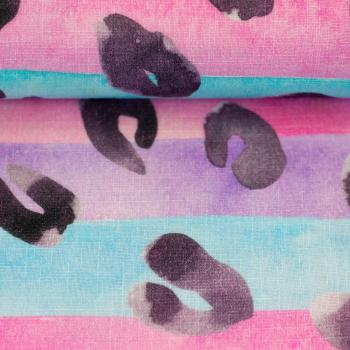 Preview: Double Slub Musselin Leo Print & Streifen pastell/mint by Swafing von Hip Som Hap